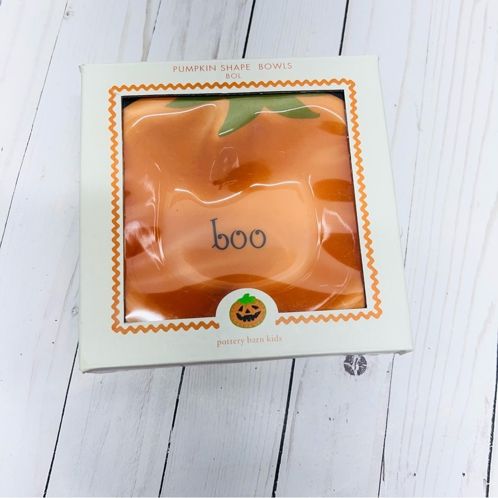 Pottery Barn Kids NEW IN BOX Boo Pumpkin Shape Melamine Bowls 4 piece set - Picture 2 of 5
